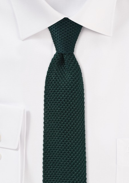 Skinny Knit Tie in Ivy Green