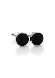 Silver Cufflinks with Black Fabric