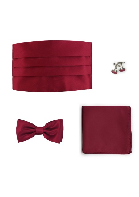 Formal 4 Piece Cummerbund Set in Burgundy Satin