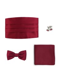 Formal 4 Piece Cummerbund Set in Burgundy Satin