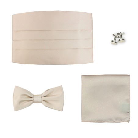 Formal 4 Piece Cummerbund Set in Champagne Satin