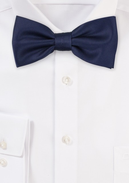 Dark Navy Satin Bow Tie