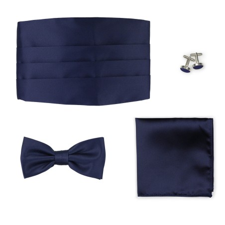 Formal 4 Piece Cummerbund Set in Navy Satin