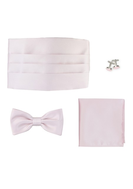 Formal 4 Piece Cummerbund Set in Blush Pink Satin