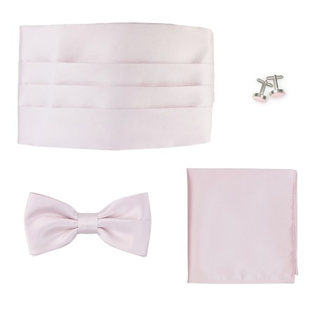 Formal 4 Piece Cummerbund Set in Blush Pink Satin