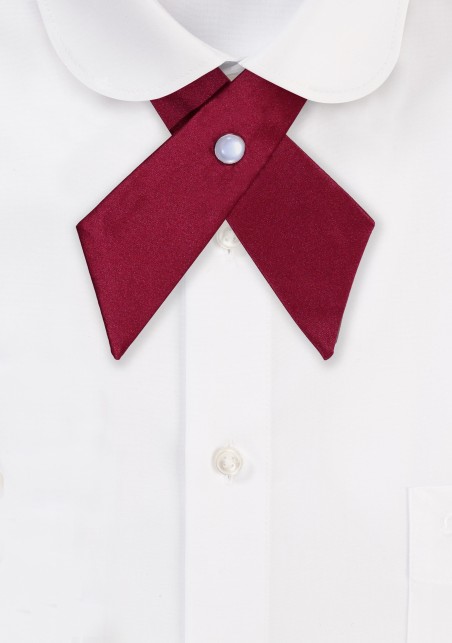 Solid Satin Cross Tie in Burgundy