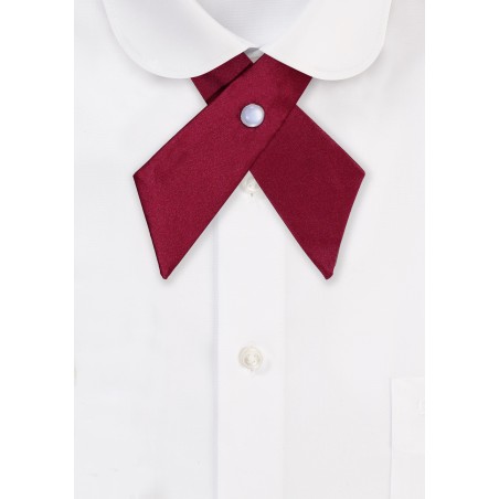 Solid Satin Cross Tie in Burgundy