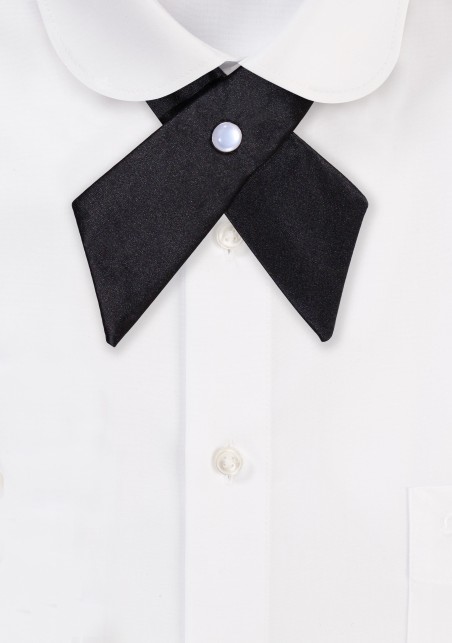 Solid Satin Cross Tie in Jet Black