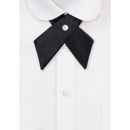 Solid Satin Cross Tie in Jet Black