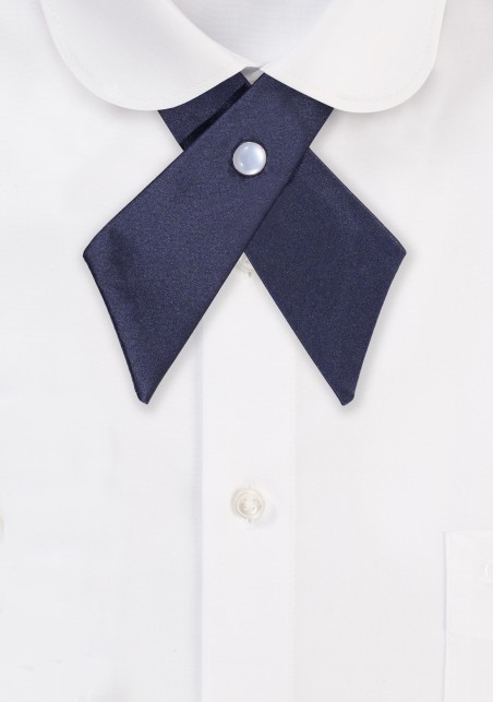 Solid Satin Cross Tie in Navy