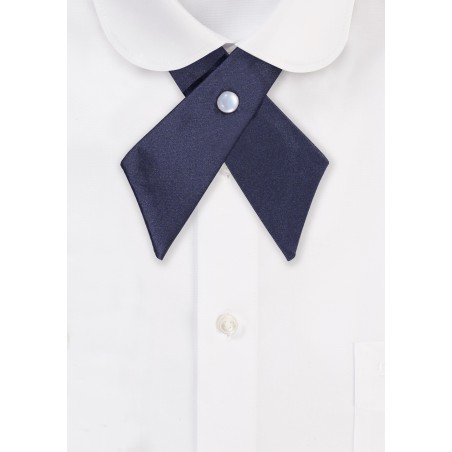 Solid Satin Cross Tie in Navy