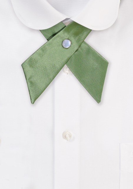 Solid Satin Cross Tie in Moss Green
