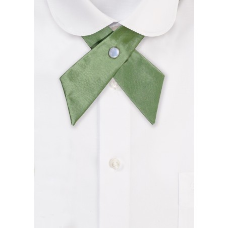 Solid Satin Cross Tie in Moss Green