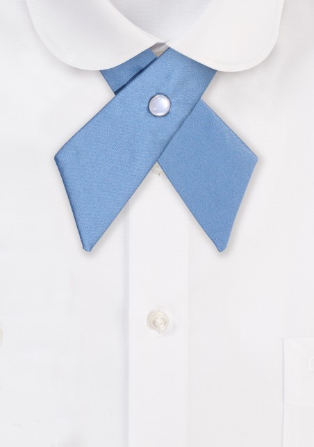 Solid Satin Cross Tie in Steel Blue