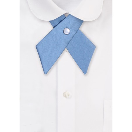 Solid Satin Cross Tie in Steel Blue
