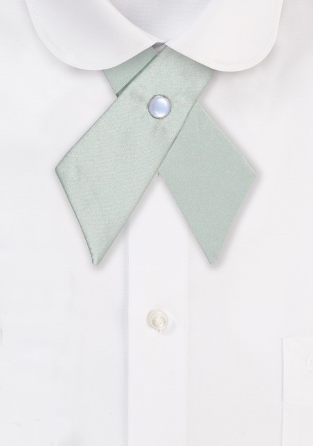Solid Satin Cross Tie in Light Sage Green