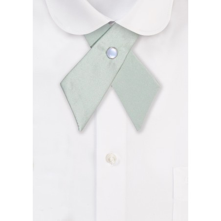Solid Satin Cross Tie in Light Sage Green