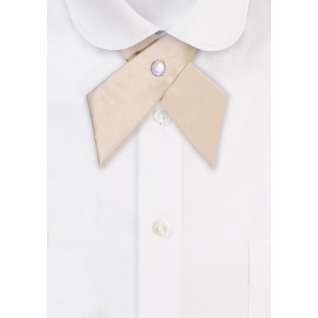 Solid Satin Cross Tie in Champagne