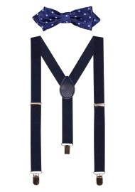 Diamond Tip Kids Bowtie Set in Blue Polka Dot