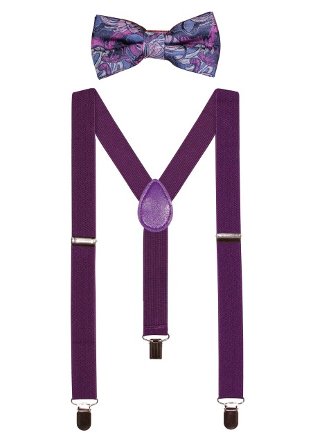 Purple Paisley Bowtie and Suspender Set for Kids