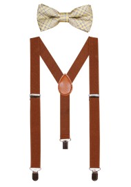 Yellow Check Kids Bowtie and Suspender Set