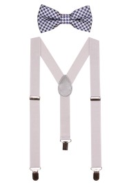 Silver Houndstooth Check Kids Bowtie Set