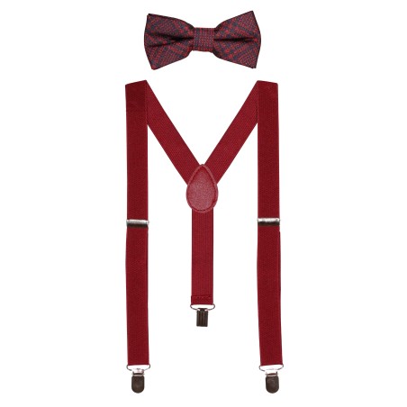 Burgundy Red Kids Suspender Bowtie Set