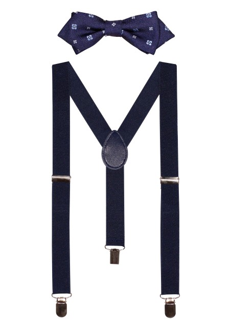 Blue Suspender and Kids Bowtie Set