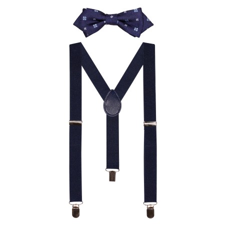 Blue Suspender and Kids Bowtie Set