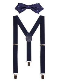 Blue Suspender and Kids Bowtie Set