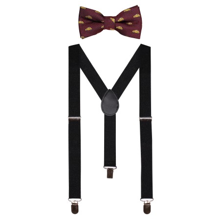 Kids Bowtie with Car Pattern and Suspenders