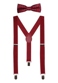 Burgundy Polka Dot Kids Bowtie and Suspender Set