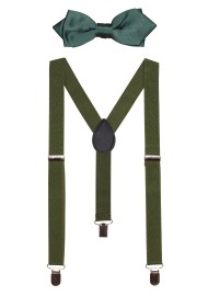 Hunter Green Kids Bowtie and Suspender Set