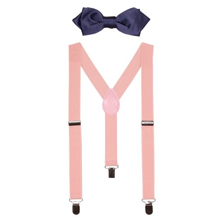 Kids Suspender Set in Navy and Pink