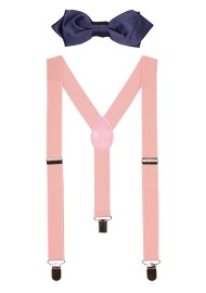 Kids Suspender Set in Navy and Pink