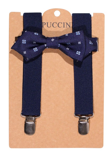 Blue Suspender and Kids Bowtie Set