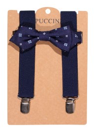 Blue Suspender and Kids Bowtie Set