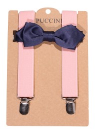 Kids Suspender Set in Navy and Pink