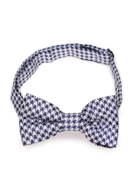 Navy and White Houndstooth Kids Bow Tie