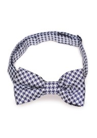 Navy and White Houndstooth Kids Bow Tie