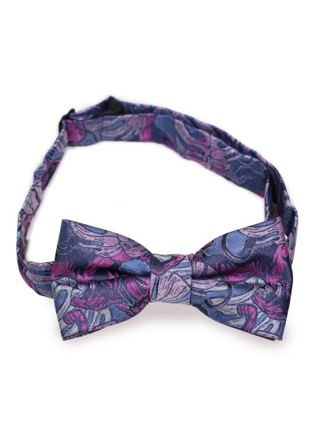 Panther Paisley pattern Kids Bow Tie in Purple and dark blues