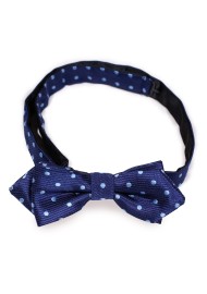 Navy and Blue Polka Dot Diamond Cut Bow Tie for Kids