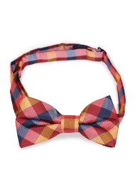 Kids Plaid Bow Tie in Red, Yellow and Navy