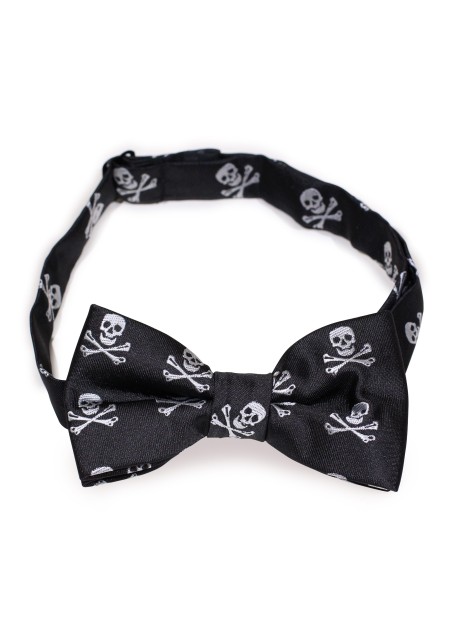 Kids Skull and Cross Bones Bow Tie in Black