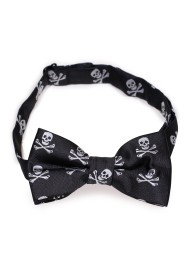 Kids Skull and Cross Bones Bow Tie in Black