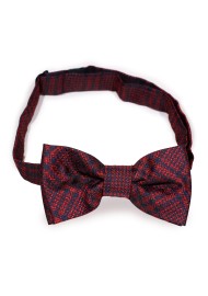 Cherry Red and Black Rustic Plaid Bow Tie for Kids