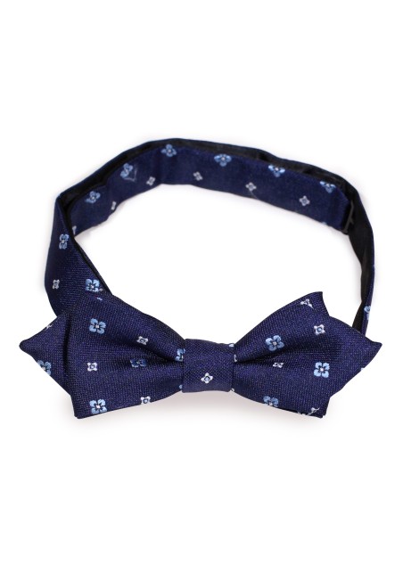 Navy Floral Design Diamond Cut Bow Tie for Kids