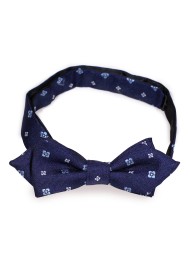 Navy Floral Design Diamond Cut Bow Tie for Kids