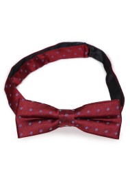 Burgundy Narrow Kids Bow Tie with small light blue all-over print