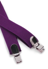 Purple Elastic Suspenders for Kids with Metal Clips